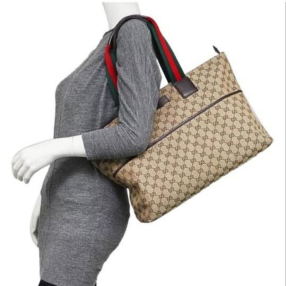 Authentic Gucci GG Monogram Supreme Sherry Web Diaper Tote Bag - Picture 1 of 11
